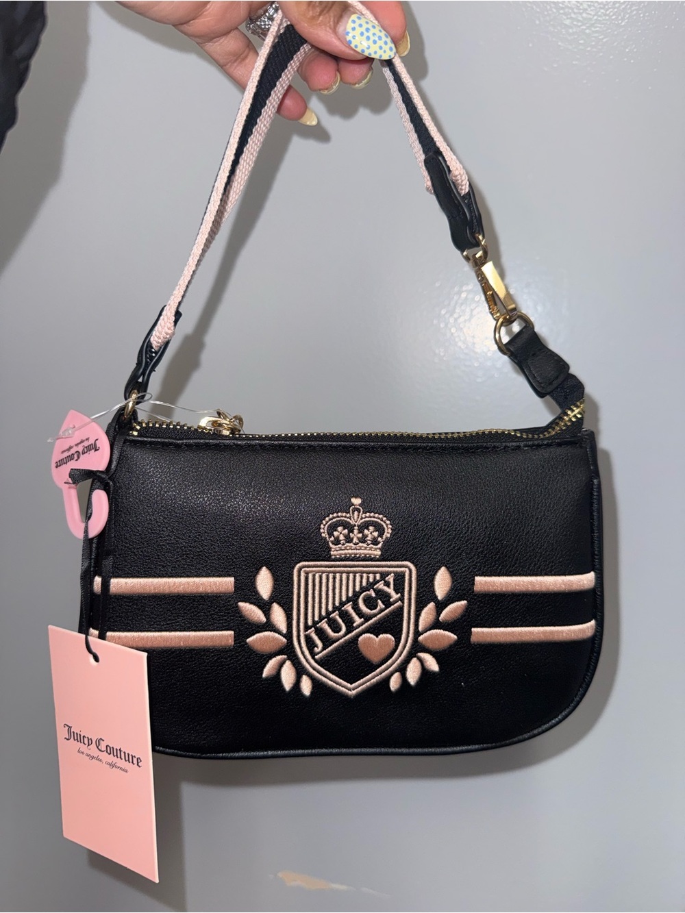 Juicy Couture Prep School convertible wristlet black and pink purse